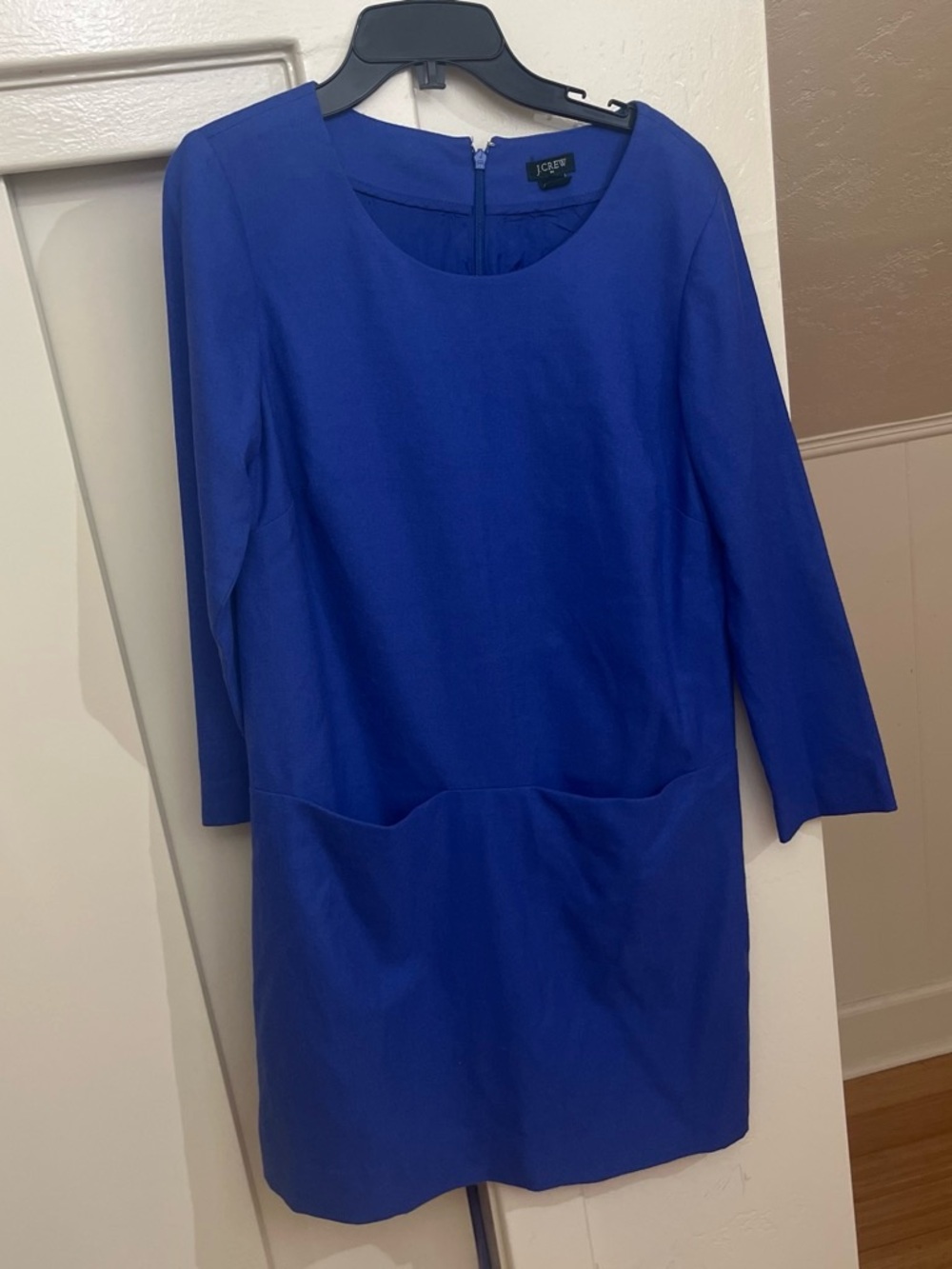 Vintage J. Crew Cobalt Blue Long Sleeve Shift Dress